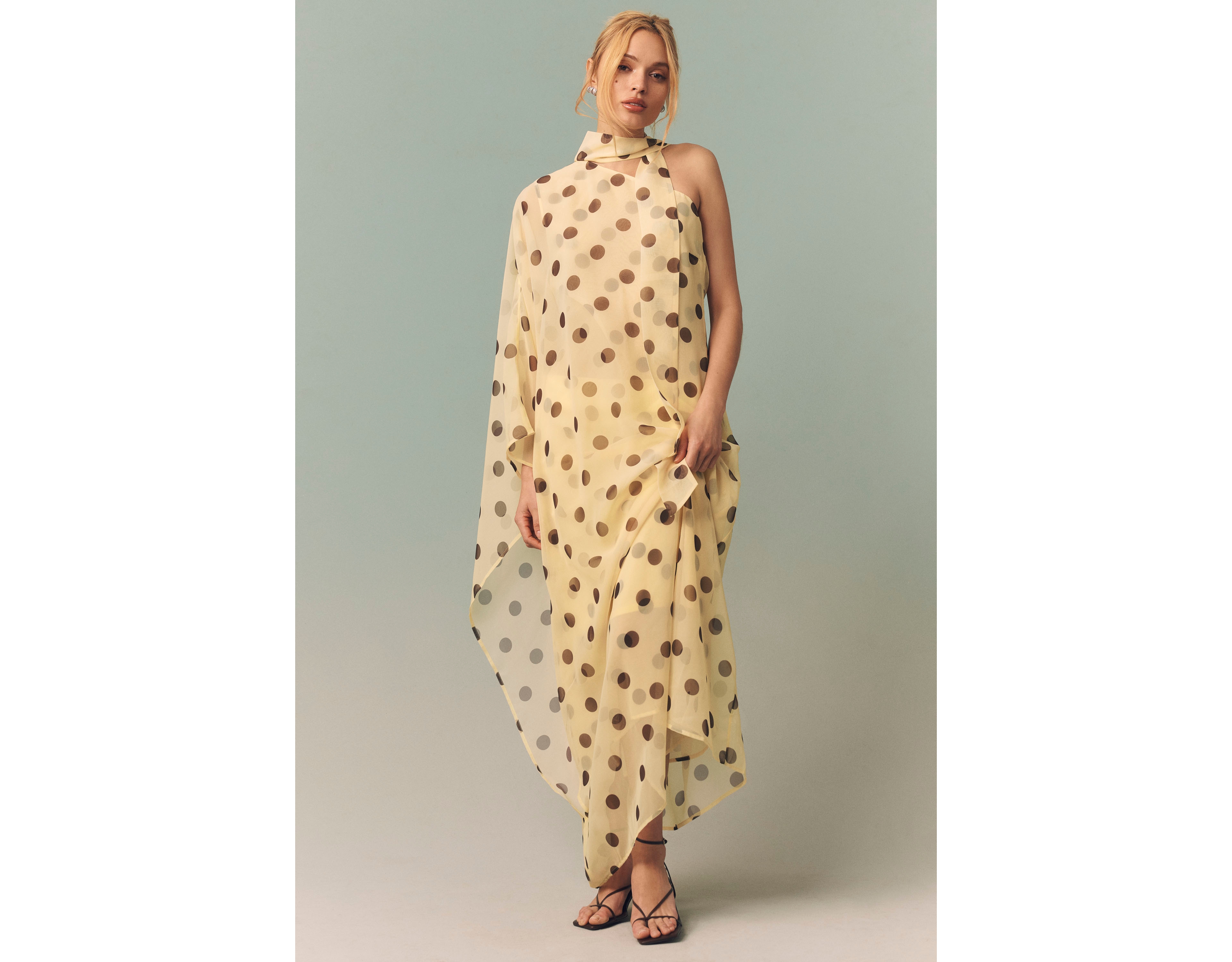 Endless Rose Polka Dot One-Shoulder Maxi Dress