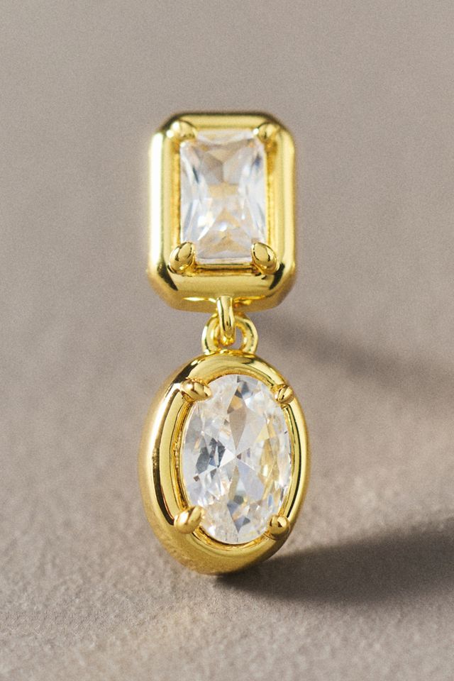 Shashi Bezel Crystal Drop Earrings #1