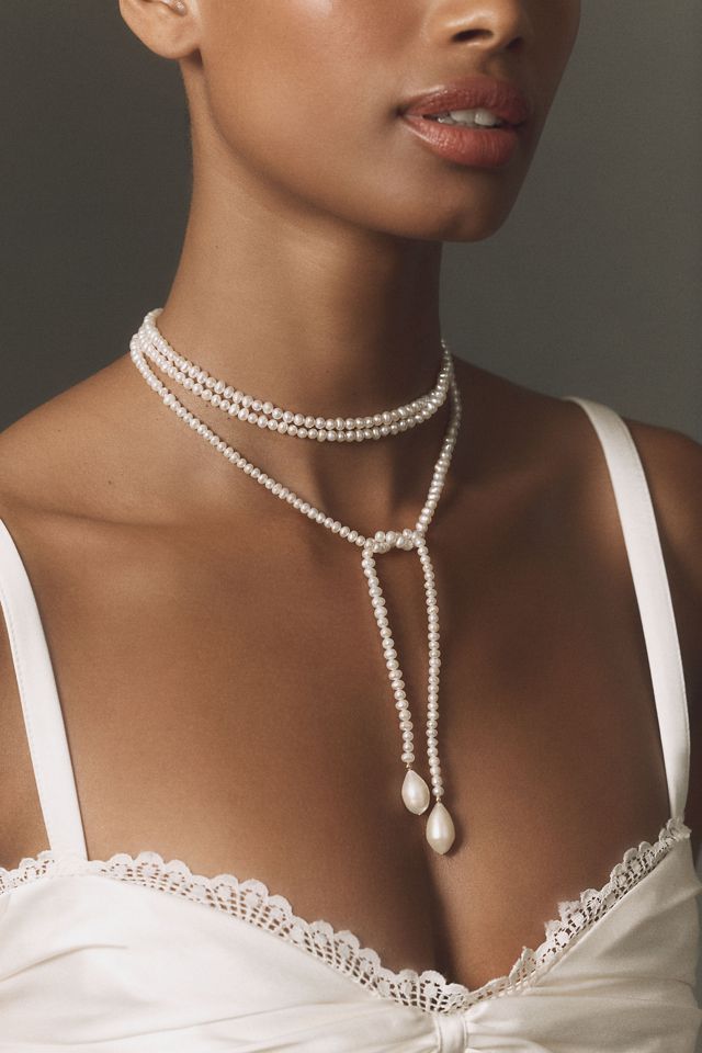 Shashi Bolo Tie Pearl Necklace #3