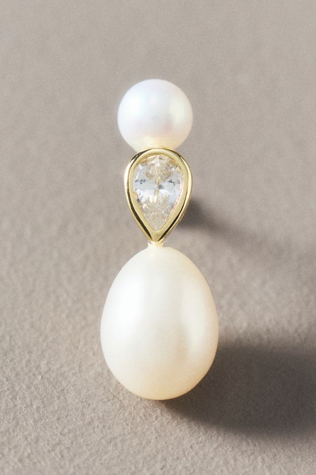 Shashi Freshwater Pearl Crystal Drop Earrings #1