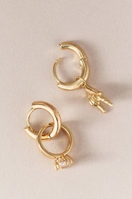 ILY Ring Charm Hoop Earrings