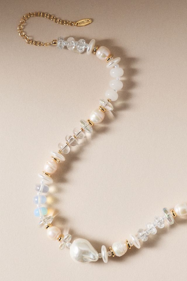 Amelia Pearl & Crystal Beaded Necklace #1