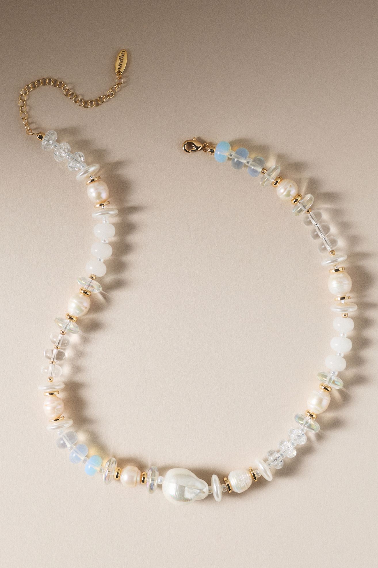 Amelia Pearl & Crystal Beaded Necklace - White, One Size