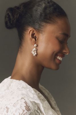 Pearl Cluster Pom-Pom Drop Earrings