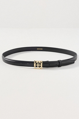 Anine Bing Initial Buckle Belt In Black