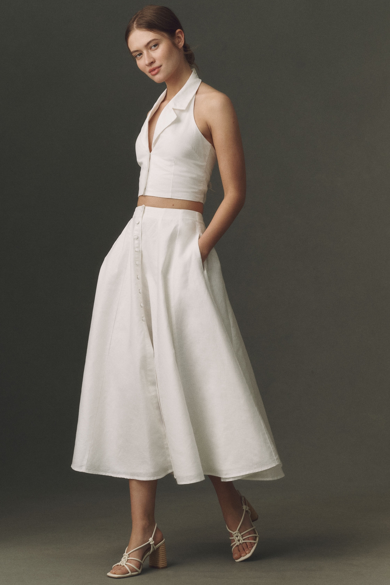 V. Chapman Ashton Halter-Neck Top and Midi Skirt Set
