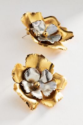 Lelet NY Eden Floral Mixed Metal Earrings