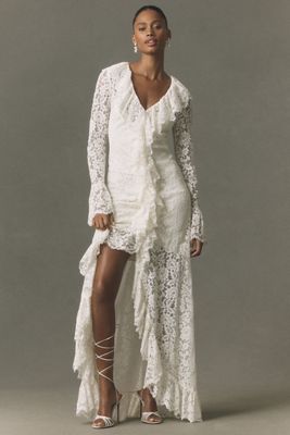 De La Vali Bodita Long-Sleeve Lace Mini Dress | Anthropologie
