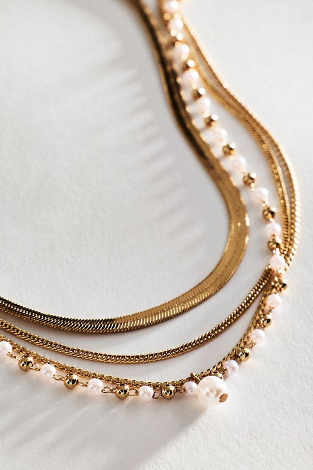 Ettika All the Chains Pearl Layered Necklace #1