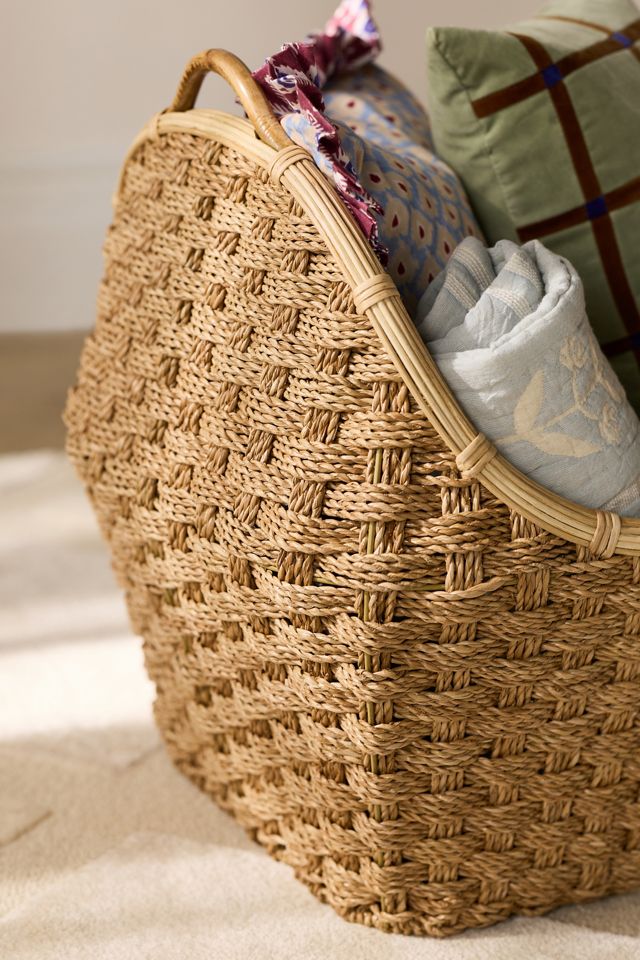 Panier de rangement en jonc de mer tressé #1