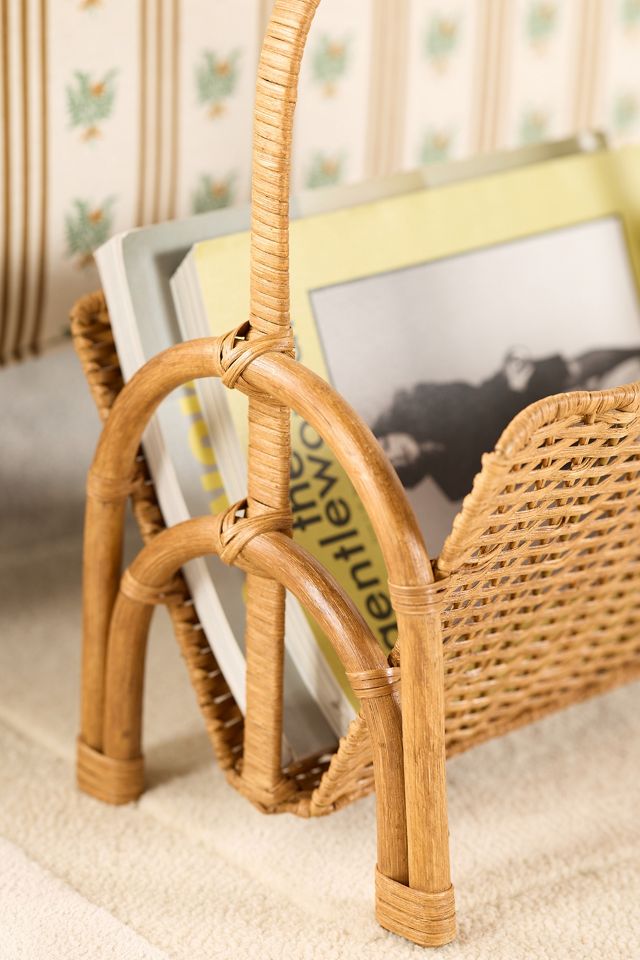 Ripple Rattan Magazine Basket with Handle #1