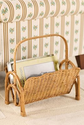 Ripple Rattan Magazine Basket with Handle