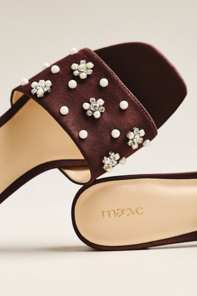 Satin Embellished Slide Sandals #3