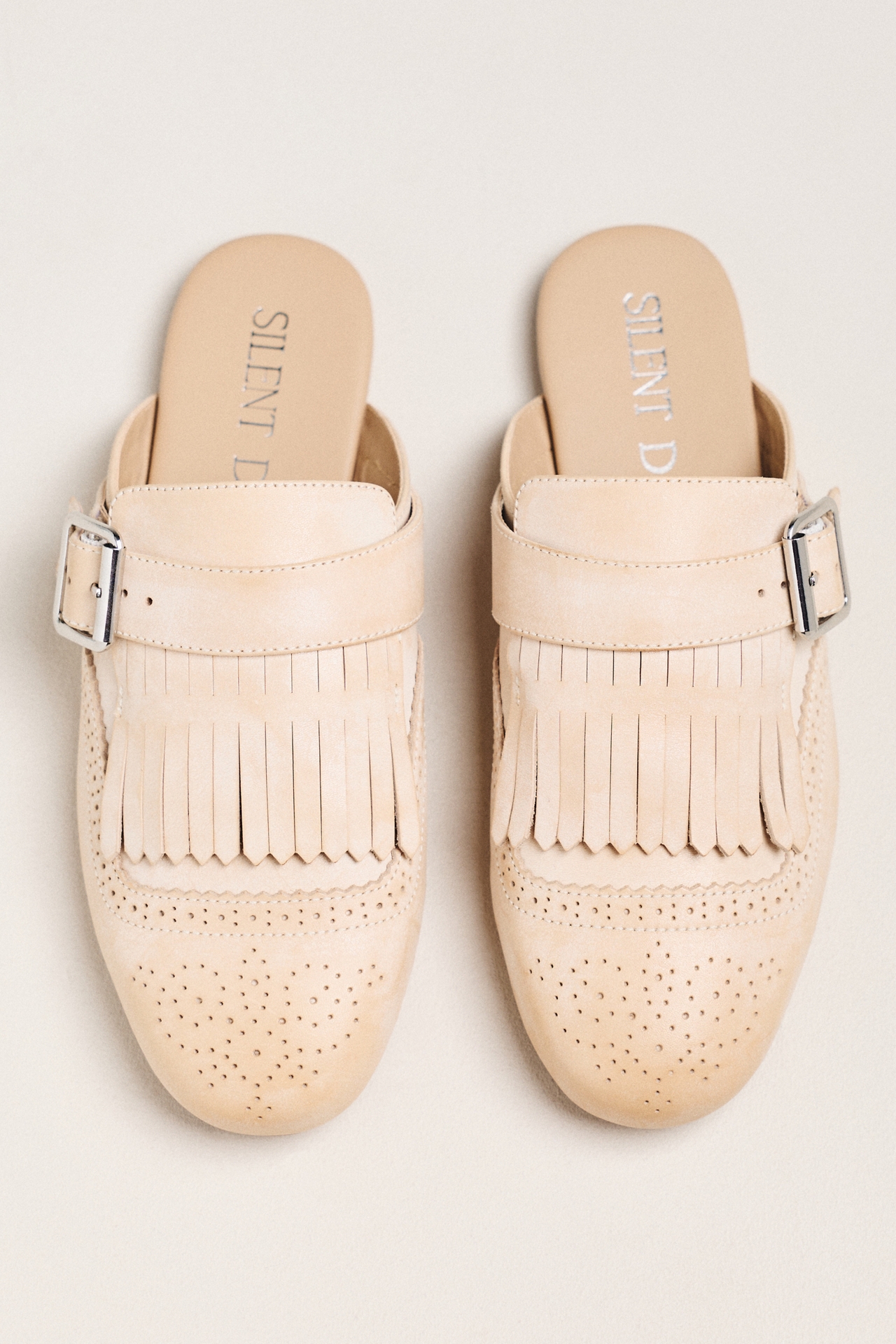 Silent D Fringe Mule Flats