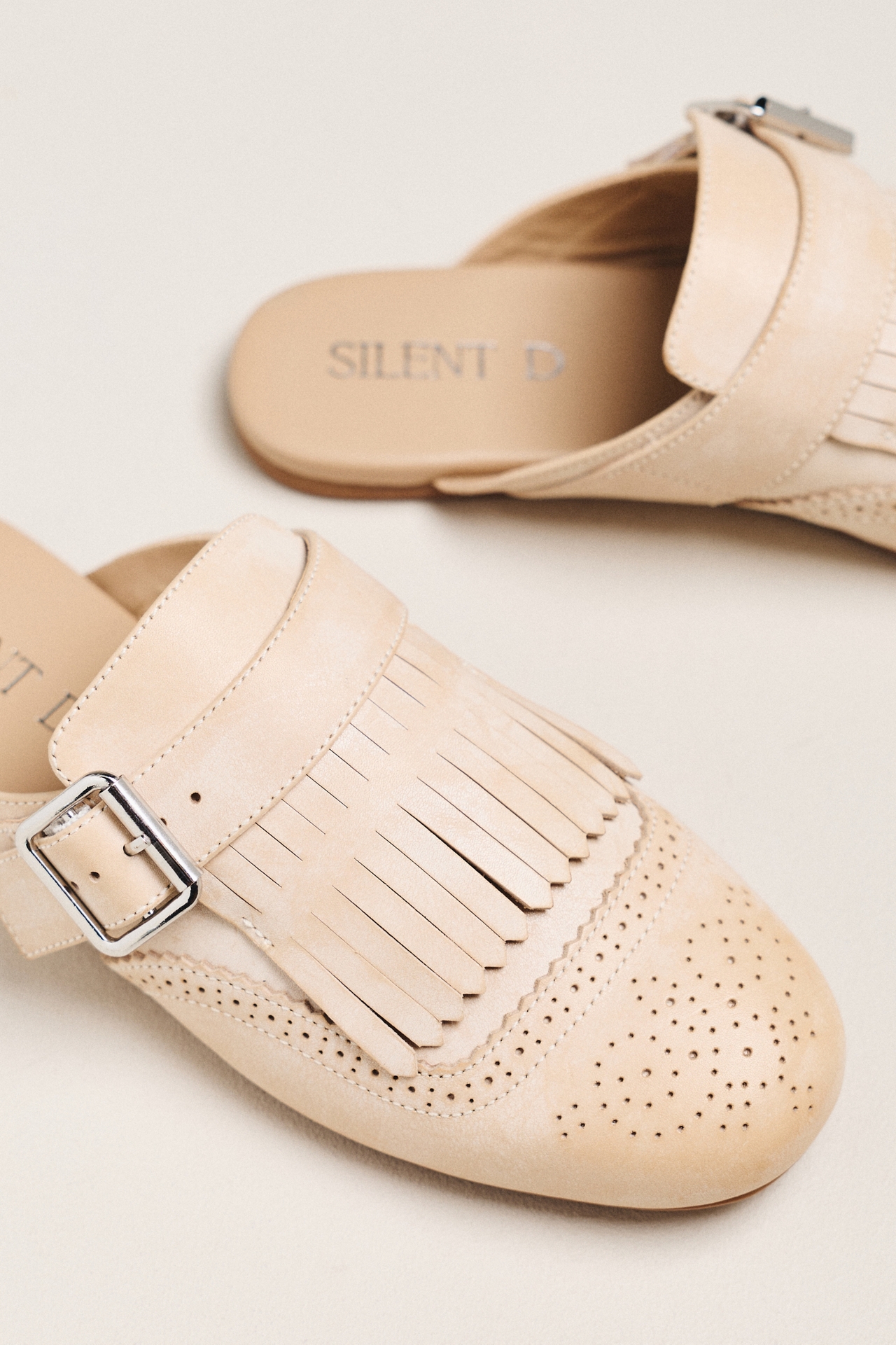 Silent D Fringe Mule Flats