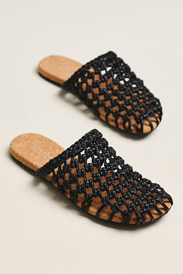 Silent D Woven Slide Slip-on Sandals In Black