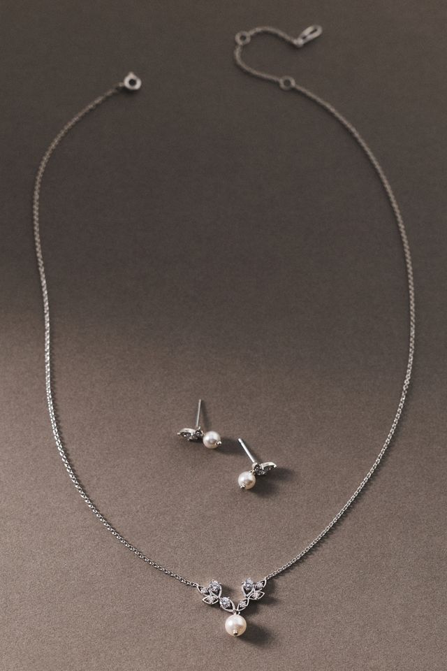 NADRI Adorn Pearl Vine Earrings and Necklace Set | Anthropologie