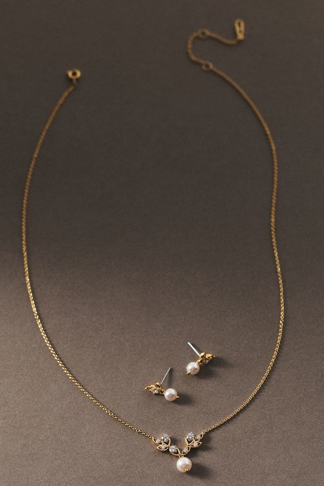 NADRI Adorn Pearl Vine Earrings and Necklace Set #1
