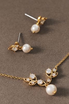 NADRI Adorn Pearl Vine Earrings and Necklace Set