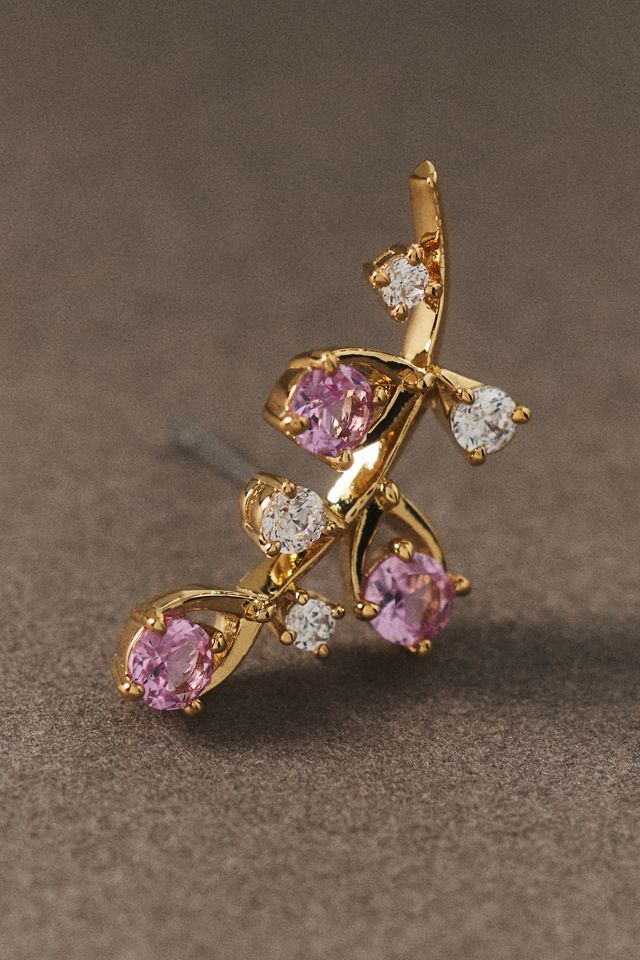 NADRI Adorn Pink VIne Climber Earrings #1