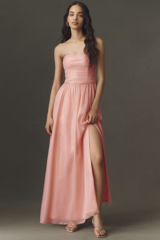 BHLDN Pleated Metallic Maxi Dress