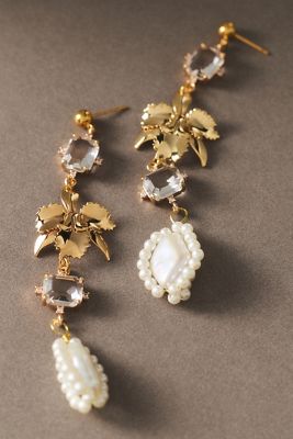 Twigs & Honey Crystal Gilded Orchid Drop Earrings