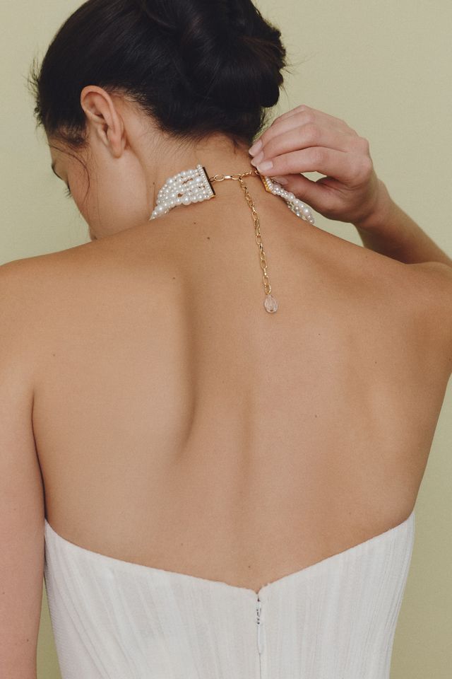 Twigs & Honey Pearl Draped Choker Necklace #1