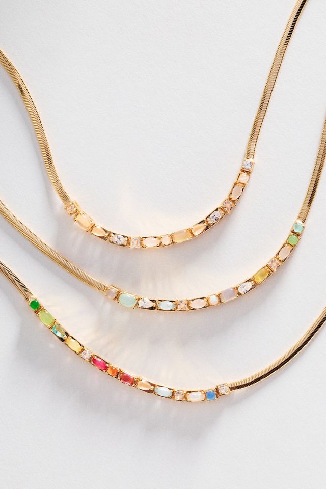 Multi Stone Bar Necklace #1