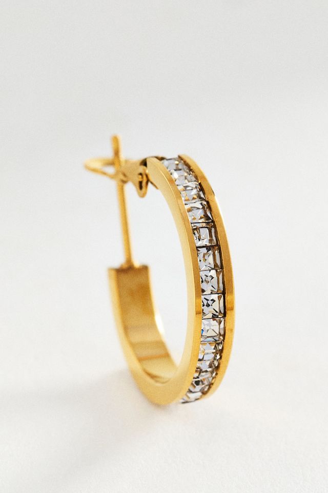 Inset Diamond Hoop Earrings #1
