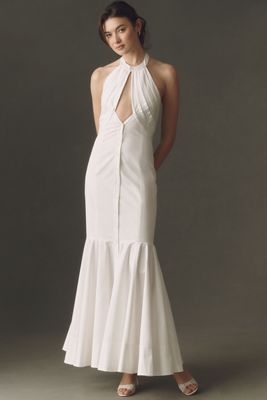 midi dress sexy Slinky Midi Party Dress with Strappy Open Back Dusty Blue / XLarge