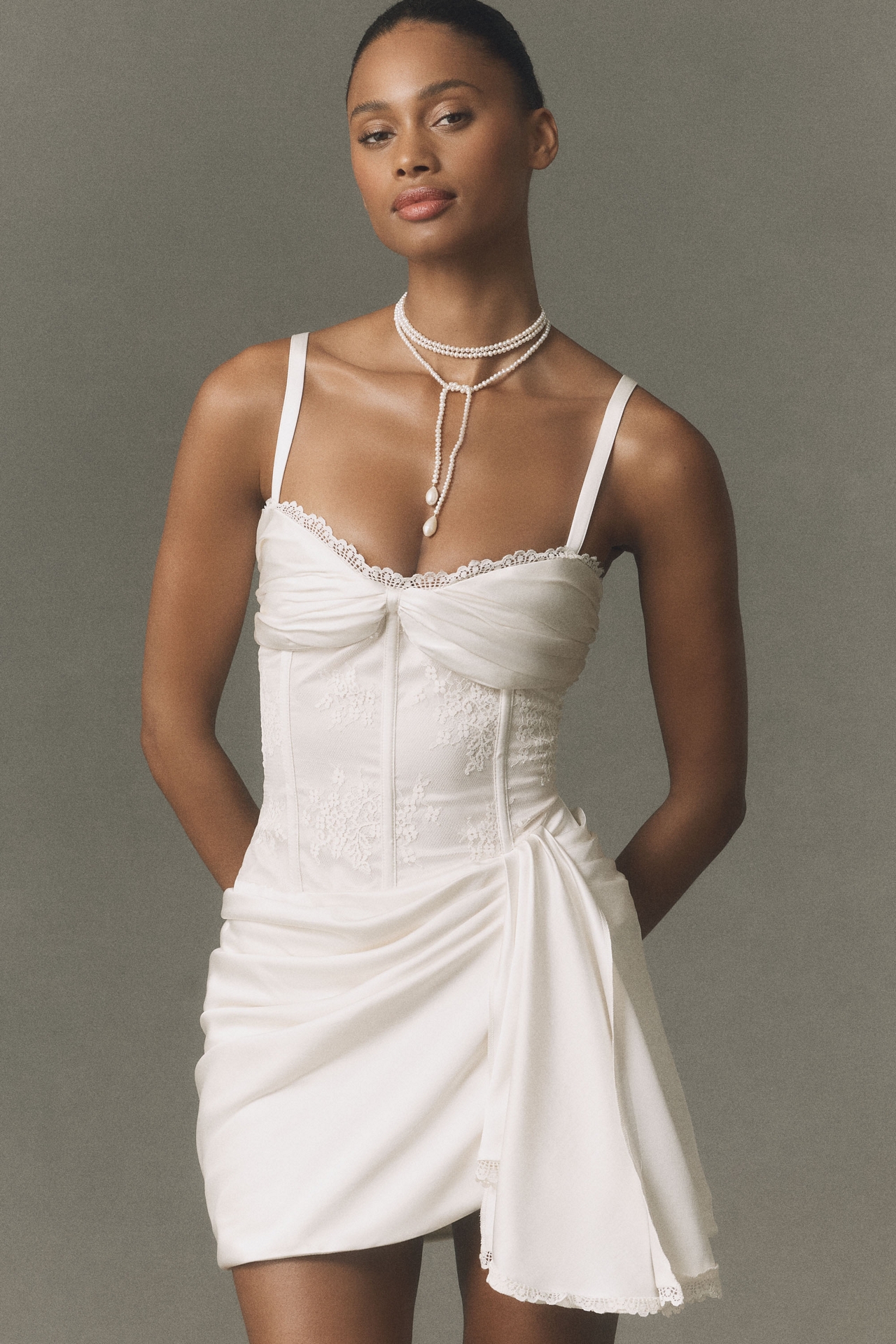 BHLDN Satin Bustier Sweetheart Mini Dress
