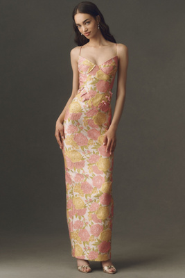 アトリエgg イエローローズ SAU LEE Rosella Jacquard Maxi Dress | Anthropologie