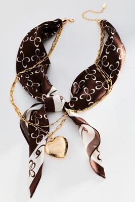 Maeve Logo Silk Scarf Necklace