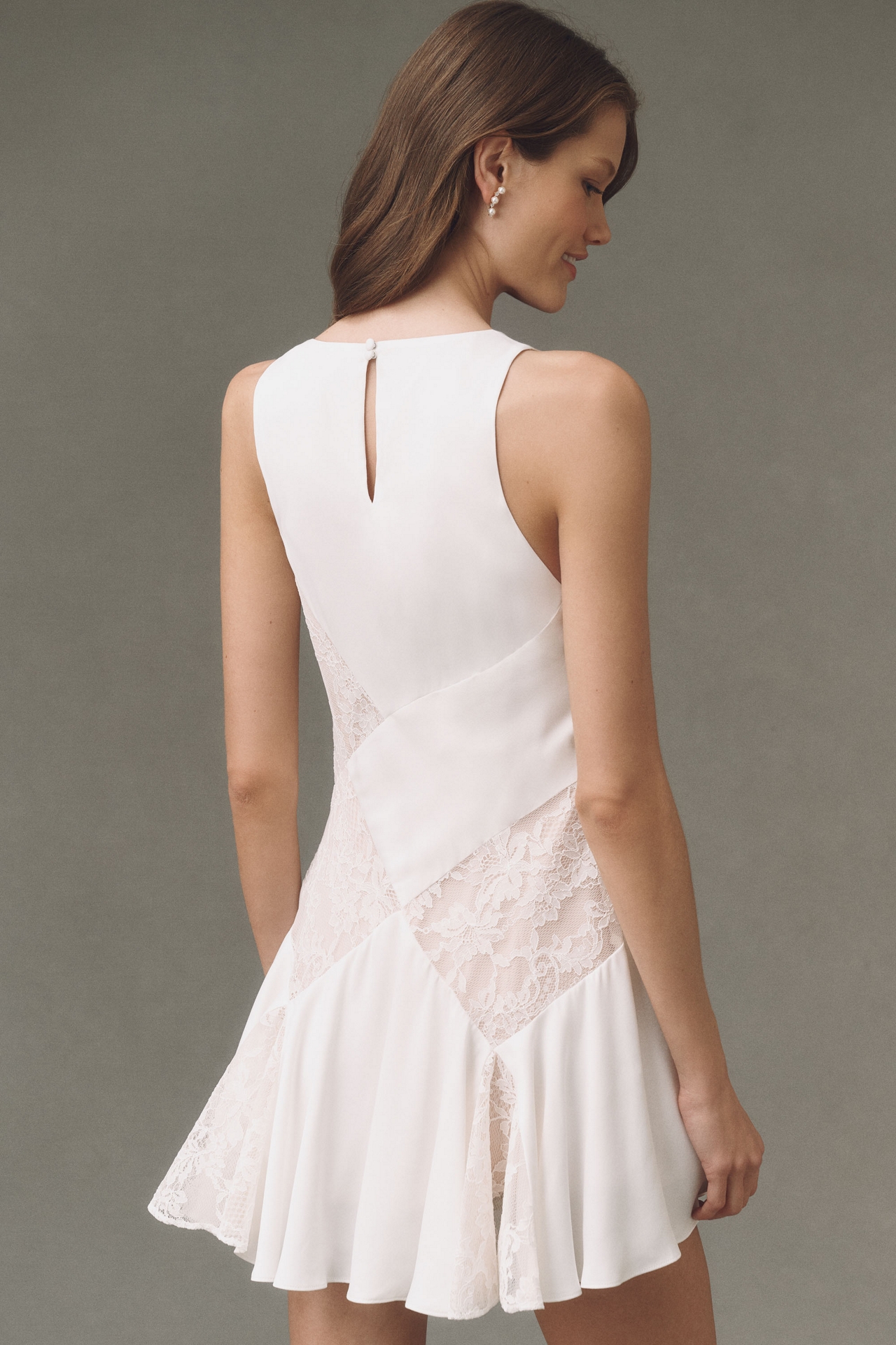 BHLDN Satin Lace Cowl-Neck Mini Dress