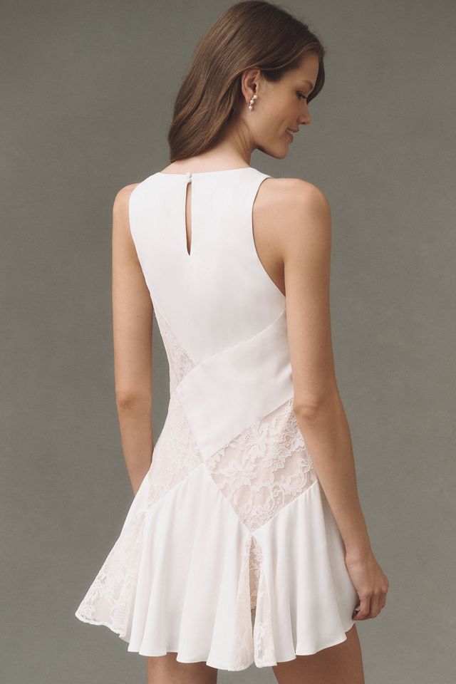BHLDN Satin Lace Cowl-Neck Mini Dress | Anthropologie