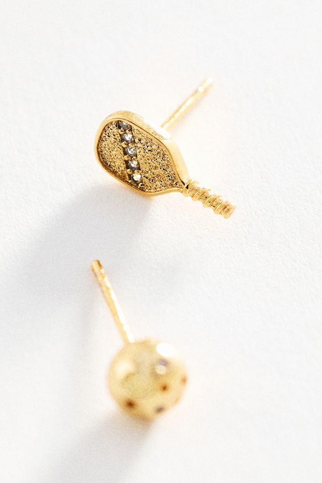 By Anthropologie Delicate Pickleball Icon Stud Earrings, Set of 2 #1