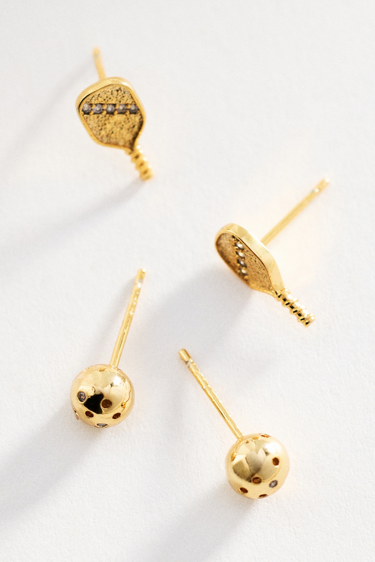 By Anthropologie Delicate Pickleball Icon Stud Earrings, Set of 2