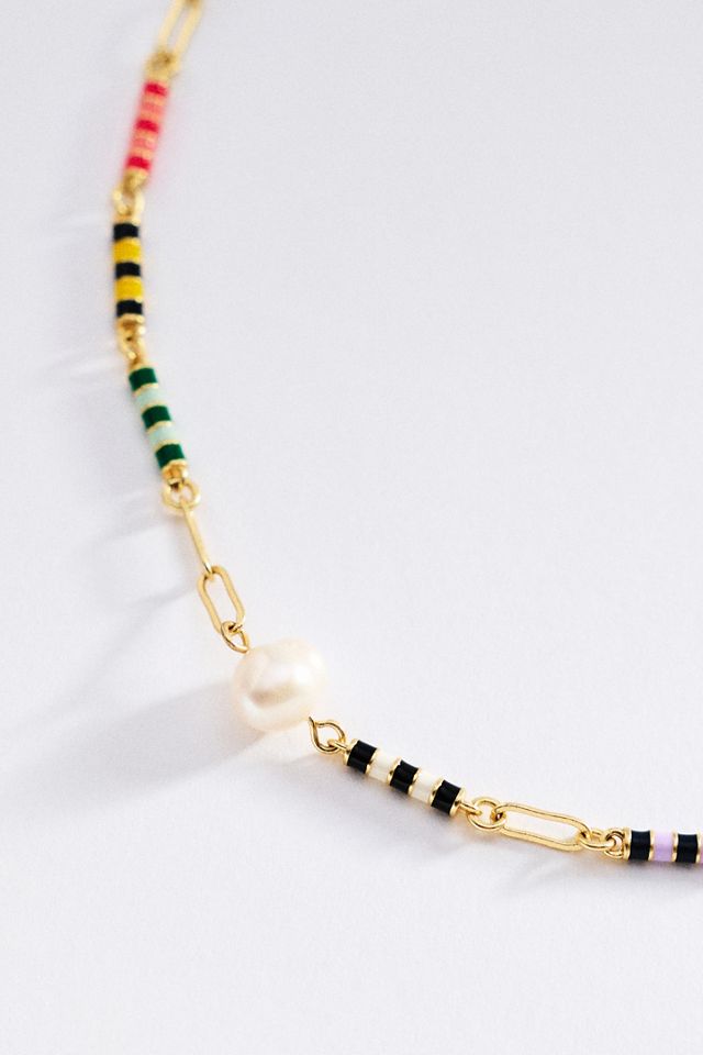 Clare V. Le Stripe Freshwater Pearl Necklace #1