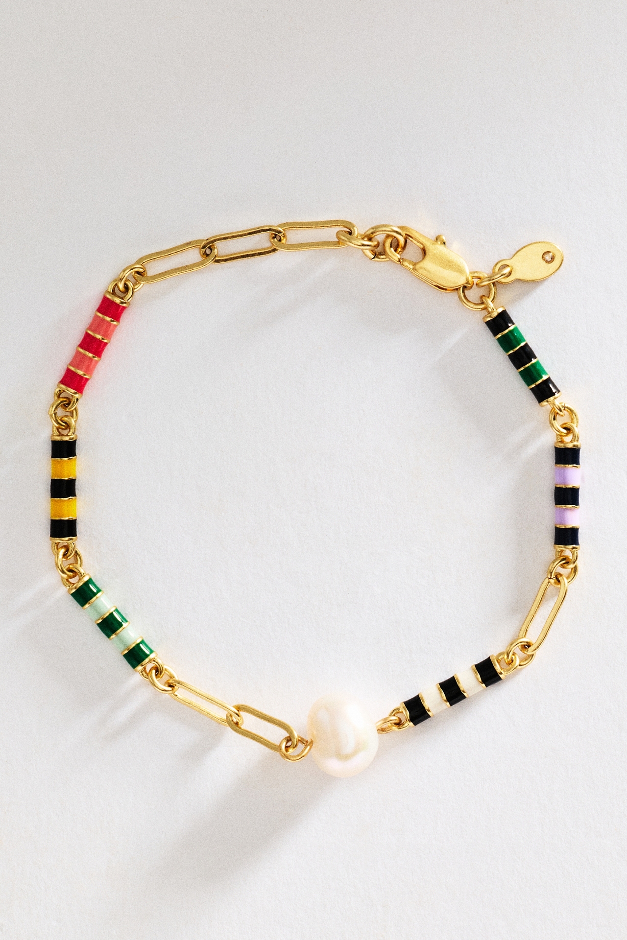 Clare V. Le Stripe Pearl Bracelet