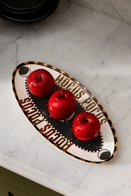 Bistro Tile Stoneware 24k Gold Accent Halloween Platter