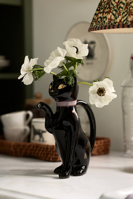 Florence Balducci Black Cat Stoneware Pitcher | AnthroHome