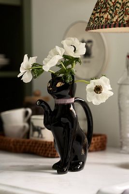 Florence Balducci Black Cat Stoneware Pitcher
