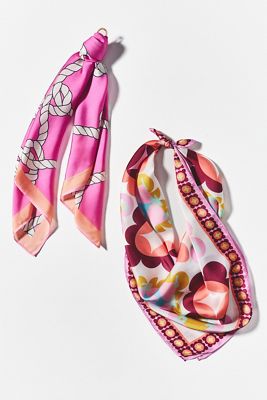 Celandine Patterned Hair Scarves, Set of 2