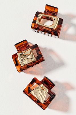 Resin Mini Square Claw Clips, Set of 4