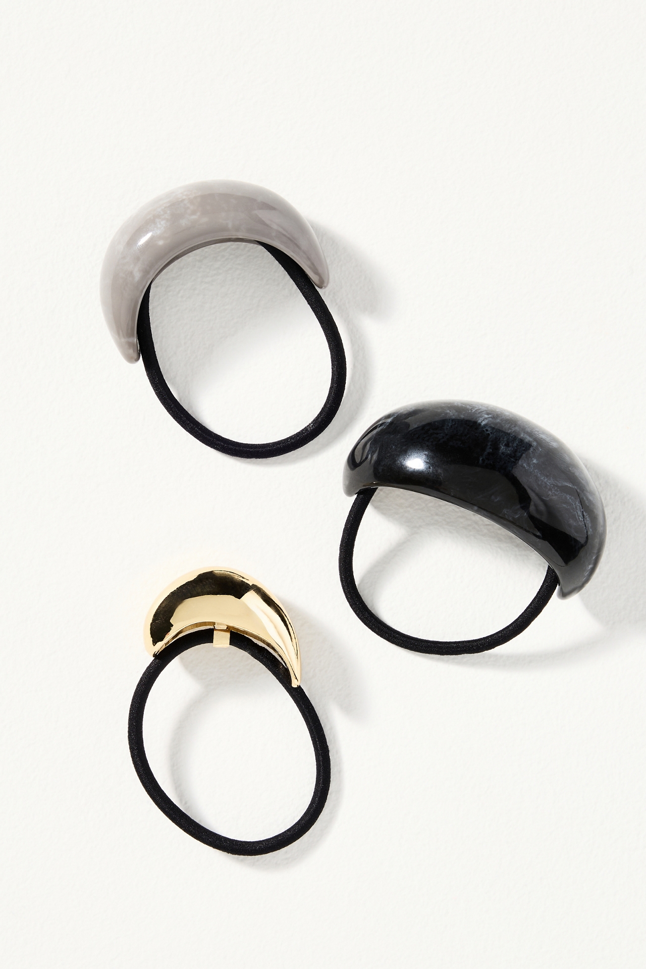 Resin Pony Cuff Hair Ties, Set of 3
