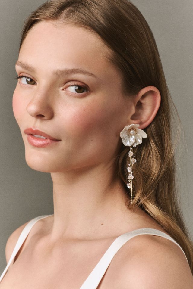 Iridescent Flower Drop Earrings #2