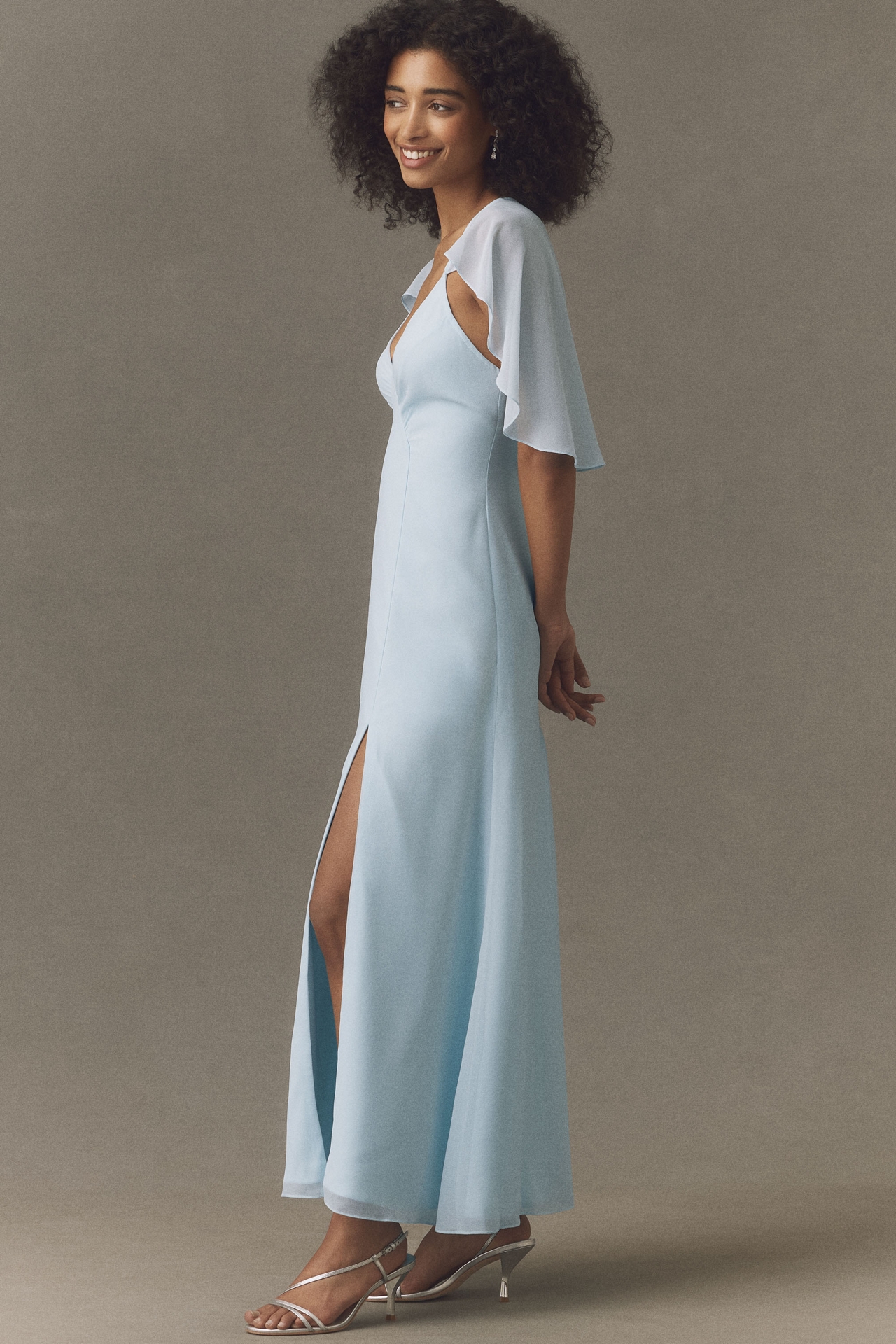 BHLDN Chiffon Cape Maxi Dress