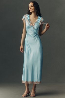 anthropologie light blue dress BHLDN Blue Bow Fitted Mini Dress
