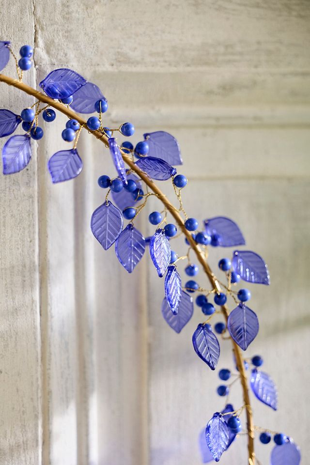Beaded Blue Leaves Circlet Wreath #1