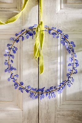 Beaded Blue Leaves Circlet Wreath